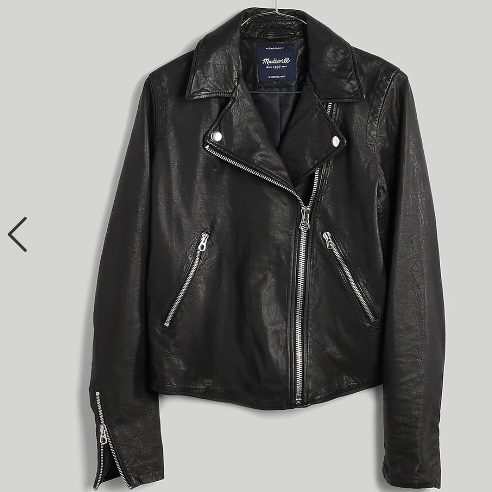 Madewell black washed leather motorcycle jacket